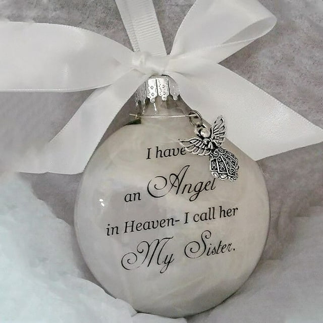 Christmas Commemorate Decoration Feather Ball Angel In Heaven Memorial Ornament