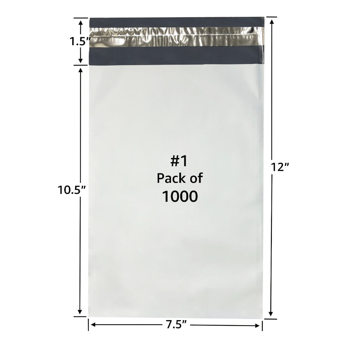 Starboxes 1000 Poly Mailers Bags 7.5x10.5" - #1 Pouches Envelopes White Self-Sealing