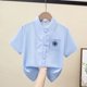 thumbnail image 5 of Odeerbi Camisa de Vestido de Algodón de Las Niñas Flor Bordado de Manga Corta Uniforme de La Escuela Con Bolsillo, 5 of 9