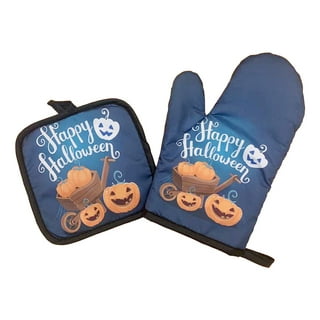 Halloween Oven Mitts and Pot Holders Sets of 4 Orange Black