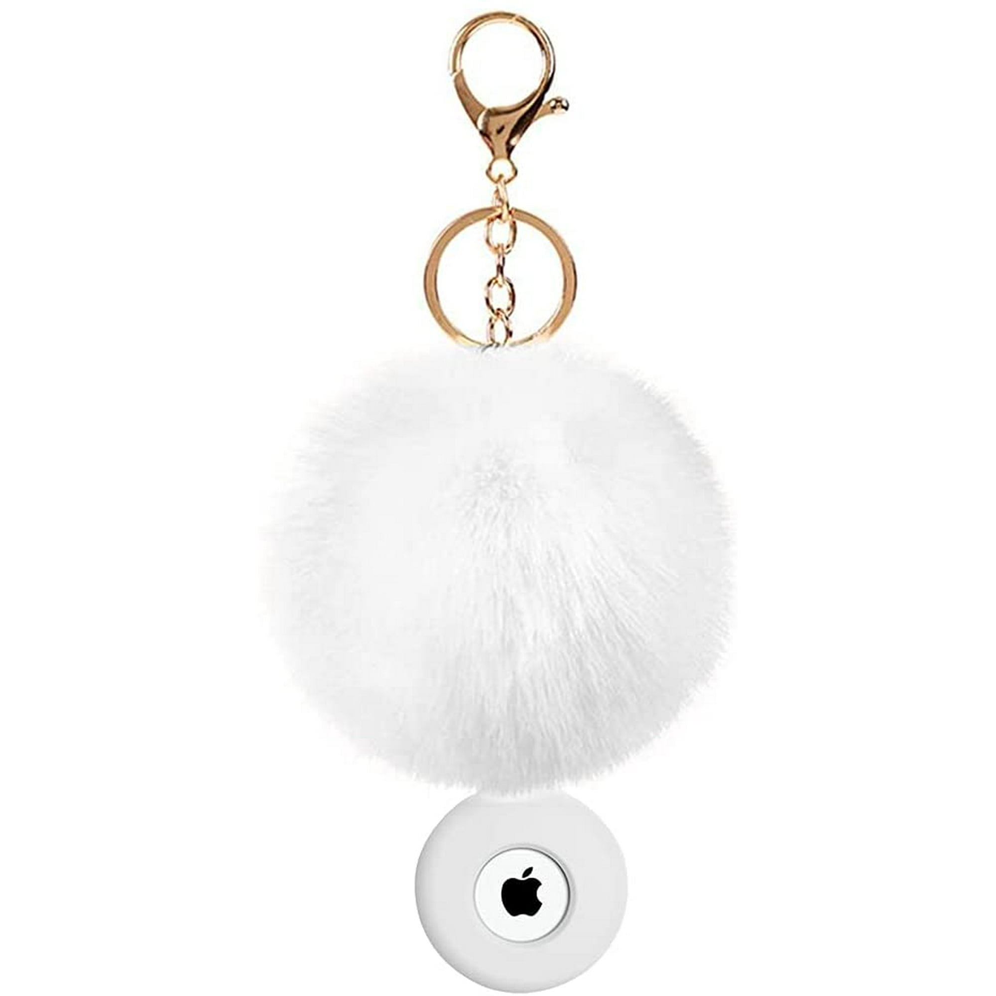 Airtag Keychain Silicone Case Holder with Soft Pom pom Accessories Cute  Protective Cover Skin for Apple Airtags Tracker Gifts for Women Girls