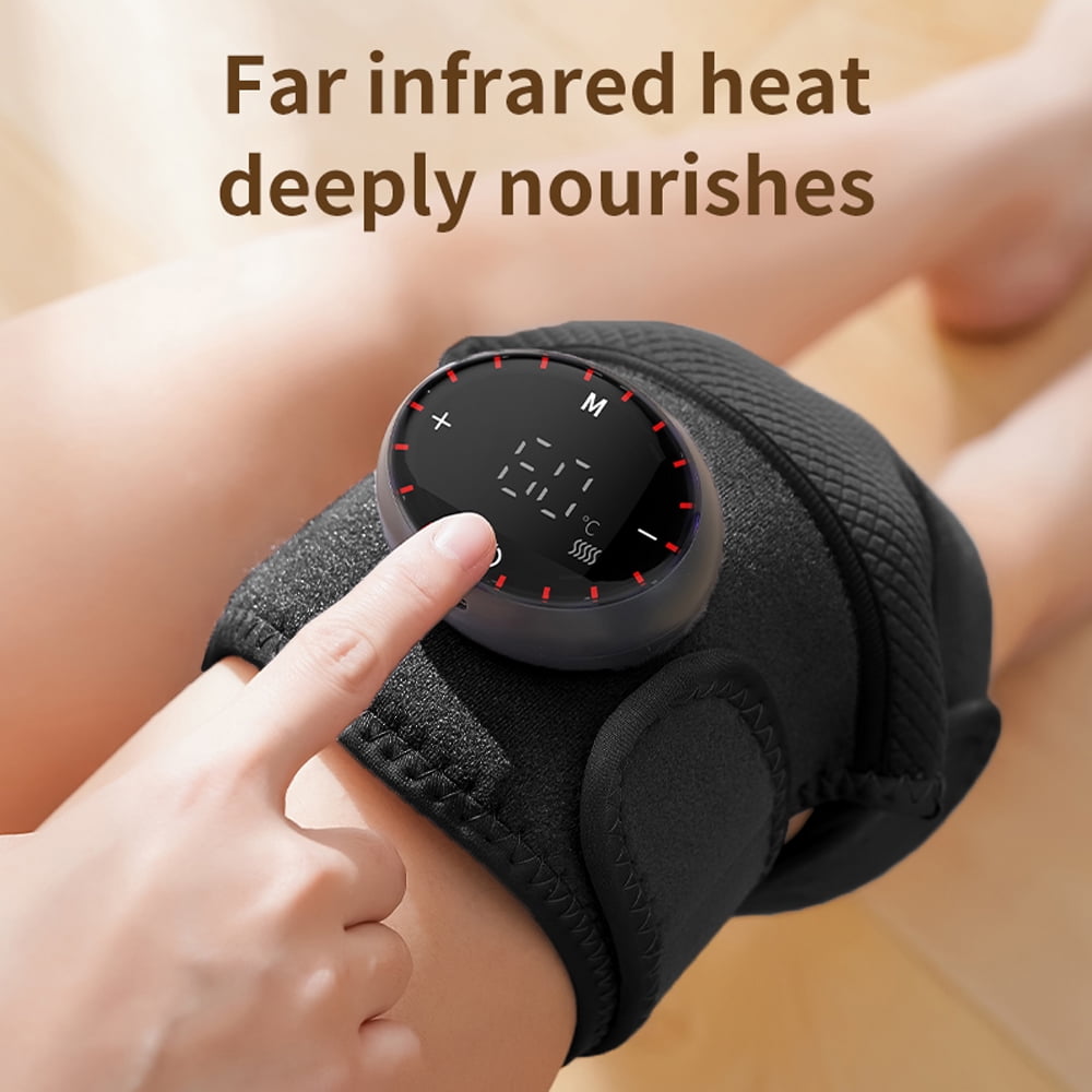 Heated Knee Massager with LED Screen, 3 in 1 Rechargeable Heated Knee Brace Wrap with 5 Heating Levels & 5 Vibration, Heated Knee Pad for Shoulder Elbow Knee