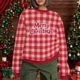 thumbnail image 2 of Yteetum Women's Christmas Crewneck Sweartshirts Oversize Merry Christmas Plaid Raglan Letter Print Fleece Pullover Hoodless Sweatshirt Top Womens Round Neck Xmas Holiday Sweatshirt Fall Clothes, 2 of 9