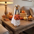 thumbnail image 3 of Diceymbol Halloween Ghost Dog Figurine, 7.09 Inch Resin Puppy with Pumpkin Bucket for Tabletop Mantel Shelf Home Party Decor, 3 of 5
