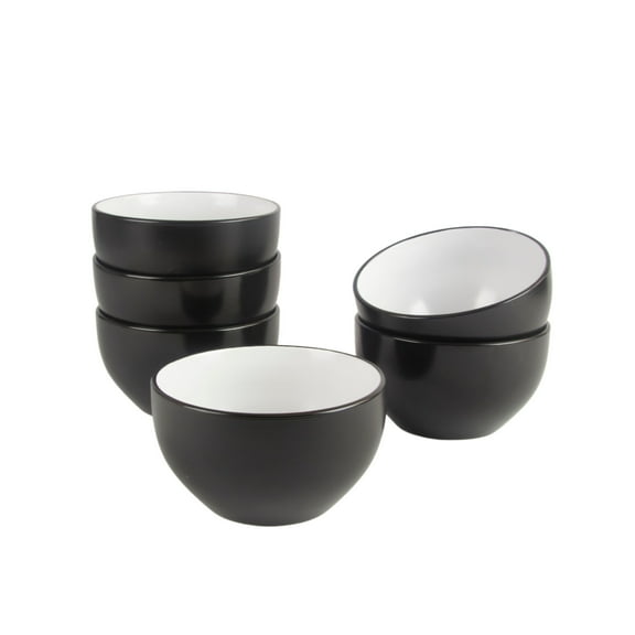 10 Strawberry Street Two Tone Coupe 5.5”/24 Oz. Cereal Bowl Set Of 6, Black/White