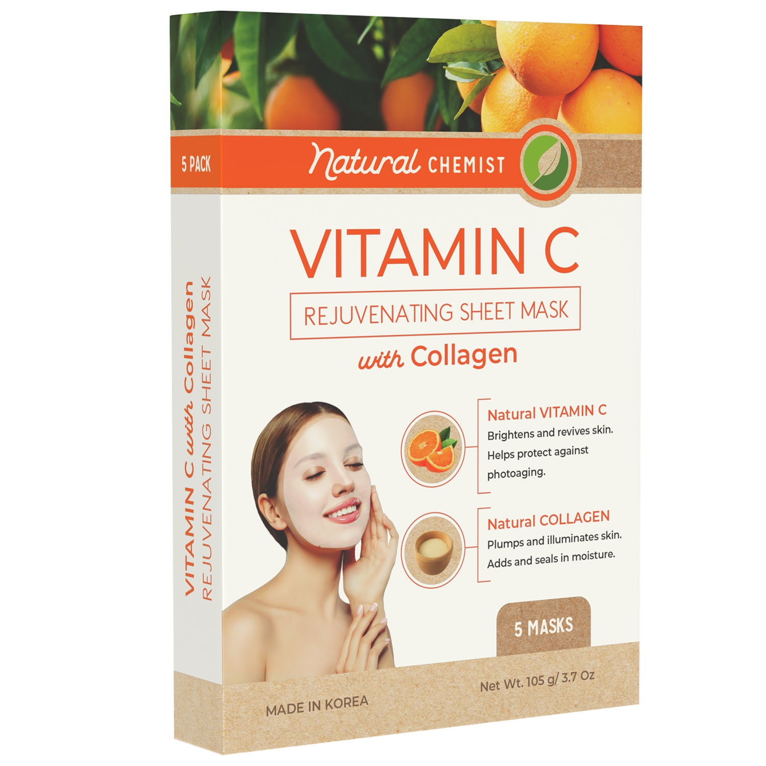Natural Chemist Vitamin C & Collagen Sheet Mask Cruelty Free Korean