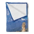 thumbnail image 2 of Sicily Soft Flannel Fleece Throw Blanket, Ruins of the Greek Roman Theater with Etna Erupting Landscape Photo Travel Europe, Cozy Plush for Indoor and Outdoor Use, 70" x 90", Multicolor, by Ambesonne, 2 of 5