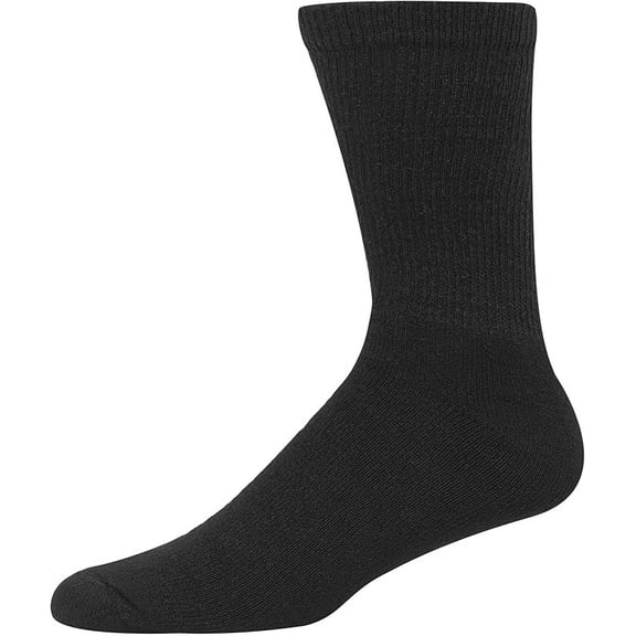 Hanes Men's Double Tough Crew Socks 3 Pack Black Shoe Size 6-12