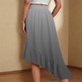 thumbnail image 5 of LIBRCLO Skirts for Women Midi Length Ruffle Hem Asymmetrical Gradient Skirts Fashion Elastic Waist Drawstring Ladies Clothes, 5 of 8