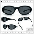 thumbnail image 2 of Oval Beveled Thick Plastic Y2K Sporty Fashion Sunglasses All Black, 2 of 8