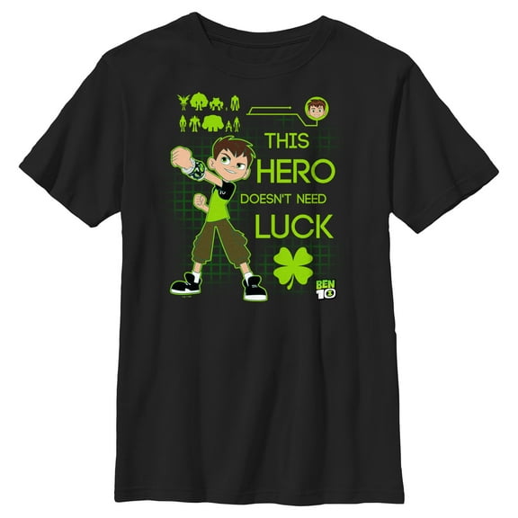 Boy's Ben 10 Doesn't Need Luck Graphic Tee Black Large
