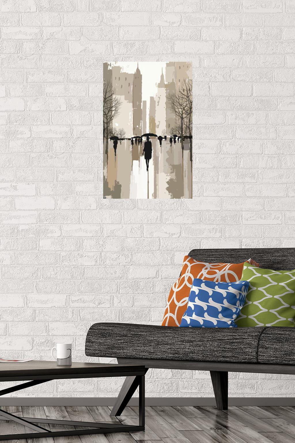 People Under Rain In The City Wall Poster, 14.725" x 22.375"