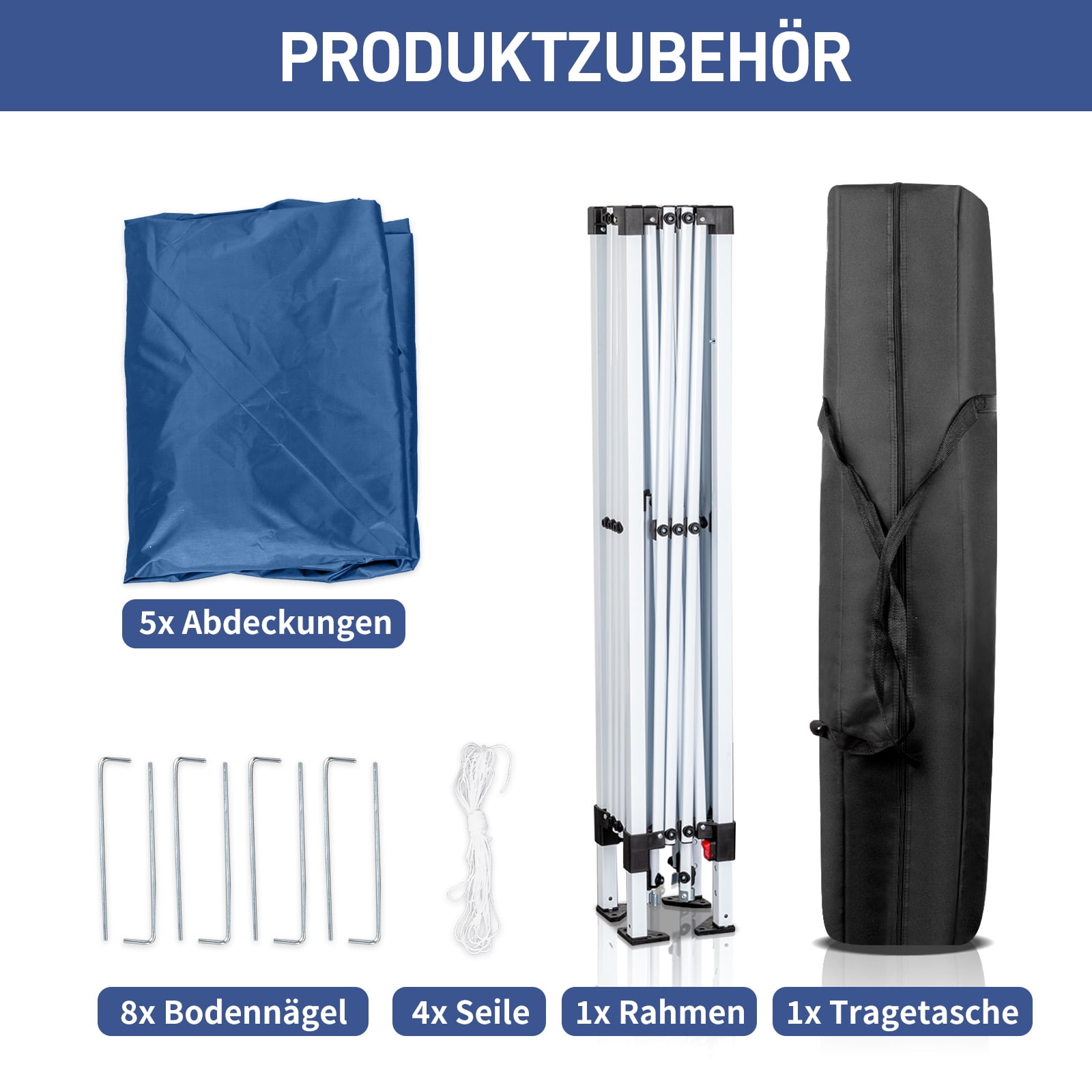 Zimtown 10' x 10' Folding Tent Gazebo Wedding Party Canopy Pop Up Instant Shelter W/ Two Doors & Two Windows and Carry Bag Blue