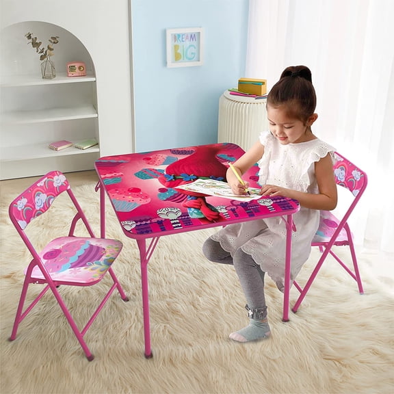 Trolls 3 Piece Children's Activity Square Table and Chair Set, Ages 3 