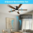 thumbnail image 4 of DELight 2 Pack 52" Ceiling Fan with Light, Remote Control, 3 Color Temperature 6 Speeds DC Reversible Motor, Timing, Dimmable for Bedroom Living Room Farmhouse Patio Brown, 4 of 9