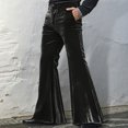 thumbnail image 3 of Joernso Men's Bell Bottom Velvet Pants Retro Style 70s Disco Outfit Casual Loose-Fit Party Street Flared Trousers for Daily Street Office Parties, 3 of 7