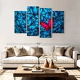 thumbnail image 2 of Elephant Stock Lone Red Butterfly Wall Art - Horizontal Multi Panel Canvas - Living Room Wall Decor - Animal Multi Panel - Blue And Pink Decor - 84" x 54", 2 of 8