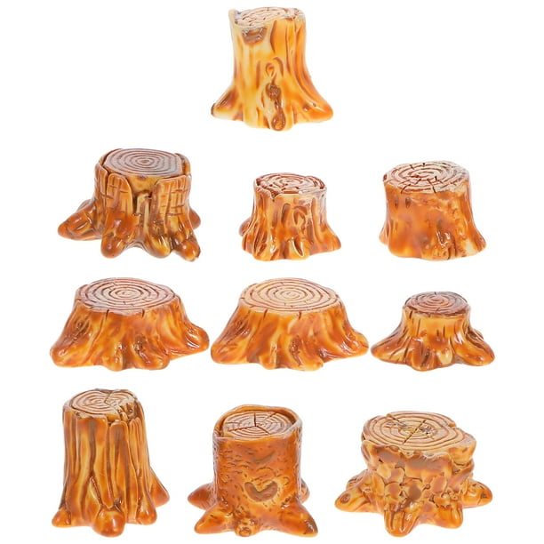 10 tocones de árbol en miniatura: tocones de árbol artificiales de resina para casa de muñecas, accesorios de jardín para micropaisaje de hadas DIY.