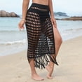 thumbnail image 2 of Celivon Womens Solid Summer Beach Cover Up With Mesh Tassel Hollowed Out Beach Swimsuit Cover Up Embroidered Black, 2 of 9