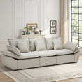 thumbnail image 2 of PPorfamilia Modular Sectional Sofa, Extra Large Faux Leather Deep Seat 3-Seater Sofa for Living Room, Convertible Sofa Couches, Light Gray, 2 of 11