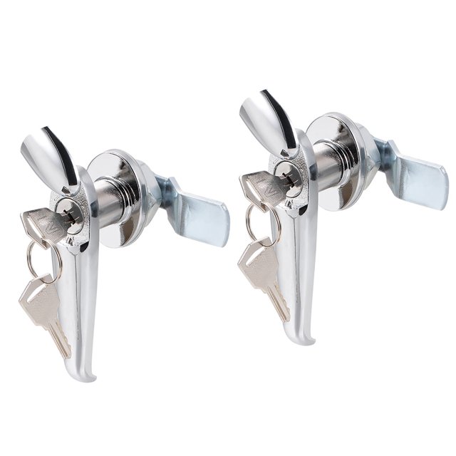 Unique Bargains Level Handle Cam Lock L Shape with w Keys Zinc Alloy Chrome Plated 103mm Length for Door Cabinet 2Pcs