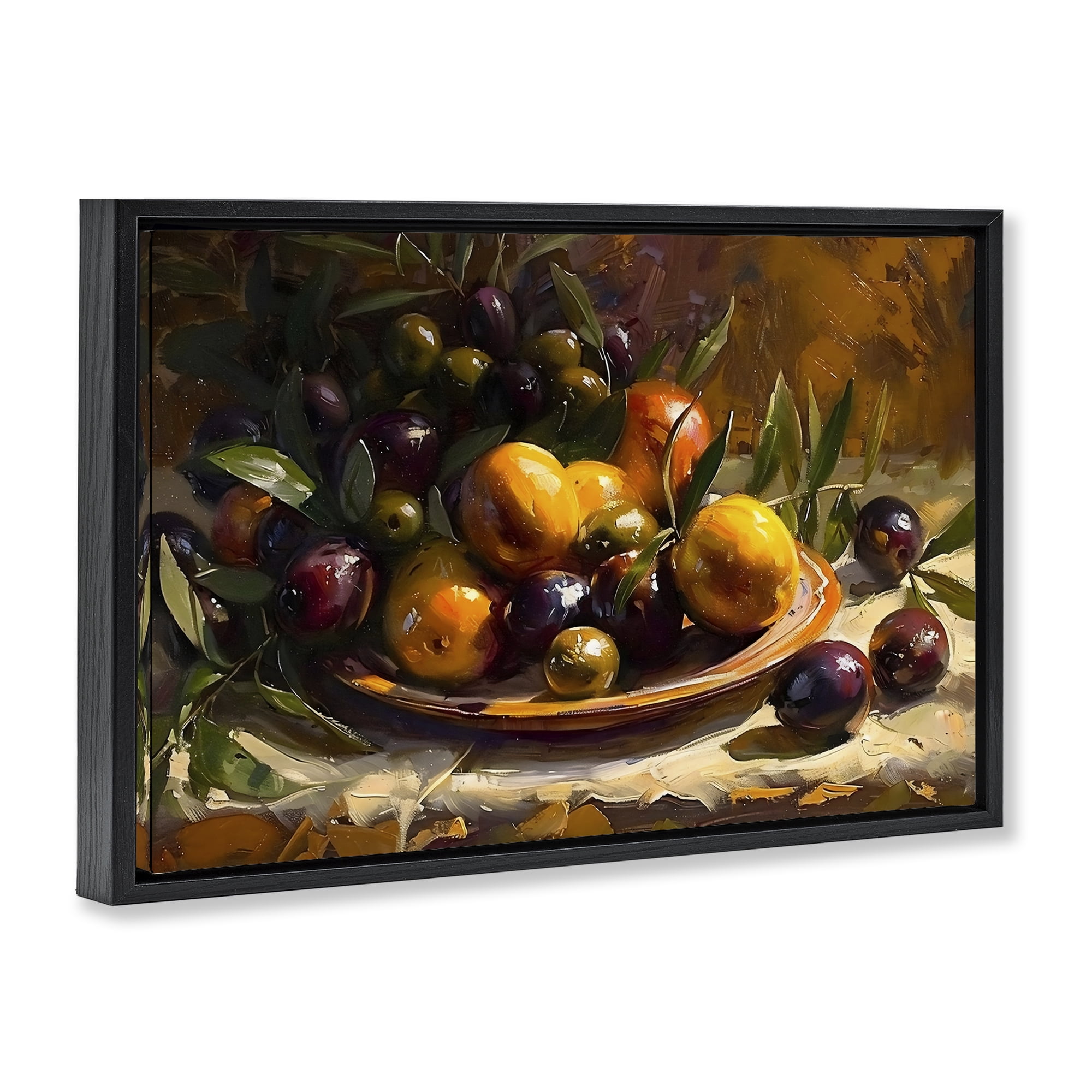 Stupell Industries Array of Olives & Citrus Black Framed Floater Canvas Wall Art, design by Creative Studio