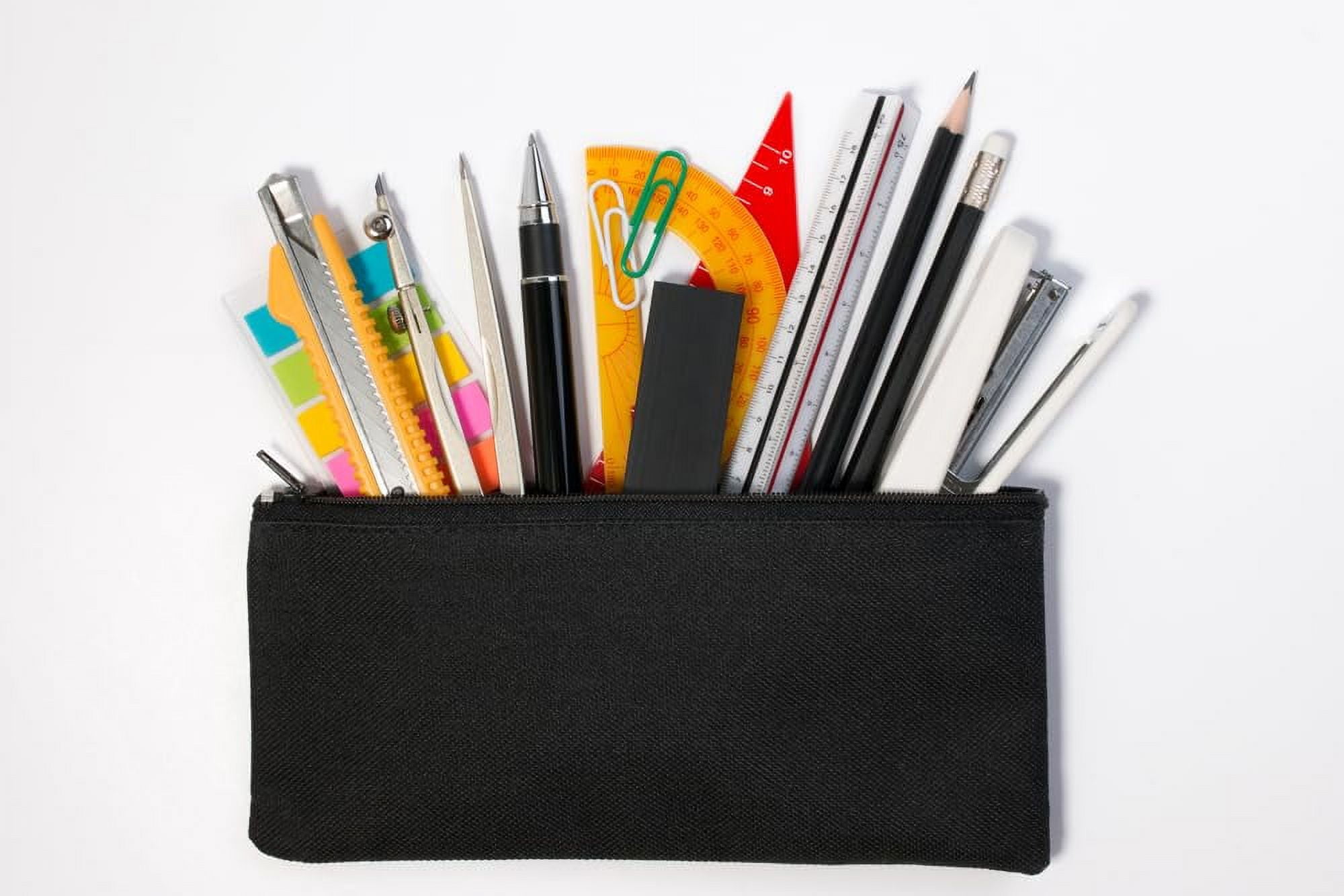 100 Pack of Bulk Wholesale Solid Color Zippered Pencil Cases for Pens, Pencils, Markers, Crayons and Stationary Writing Supplies in Black