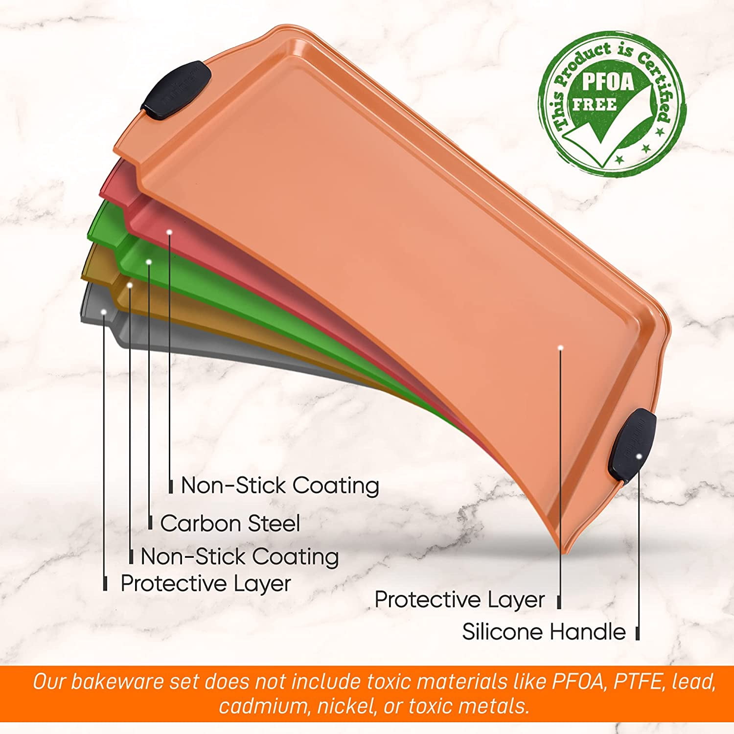 Nutrichef 15” Non-Stick Cookie Sheet, Medium Copper Commercial Grade Quality Carbon Steel Bakeware