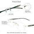 thumbnail image 2 of VisionGlobal Metal Readers for men/women Blue Light Blocking,Hand-set Diamond Fashion Square Glasses (Golden Clear, +3.50 Magnification), 2 of 5