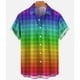 thumbnail image 3 of Camisa hawaiana con cuadros coloridos y diseño de arcoíris para hombre, de gran tamaño, informal, de manga corta, con botones simples, para playa, verano, 3 of 5