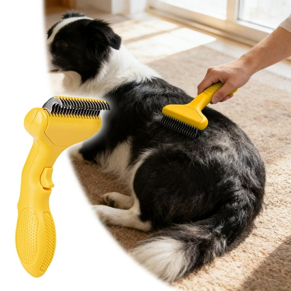 Self Cleaning Pet Grooming Brush Metal Comb for Detangling Long Matted Hair and Easy Undercoat Removal on Cats Dogs