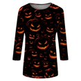 thumbnail image 5 of Womens Casual Halloween 3/4 Sleeve Crew Neck Tee Shirts Pumpkin Shirts Thanksgiving Fall Tops, 5 of 7