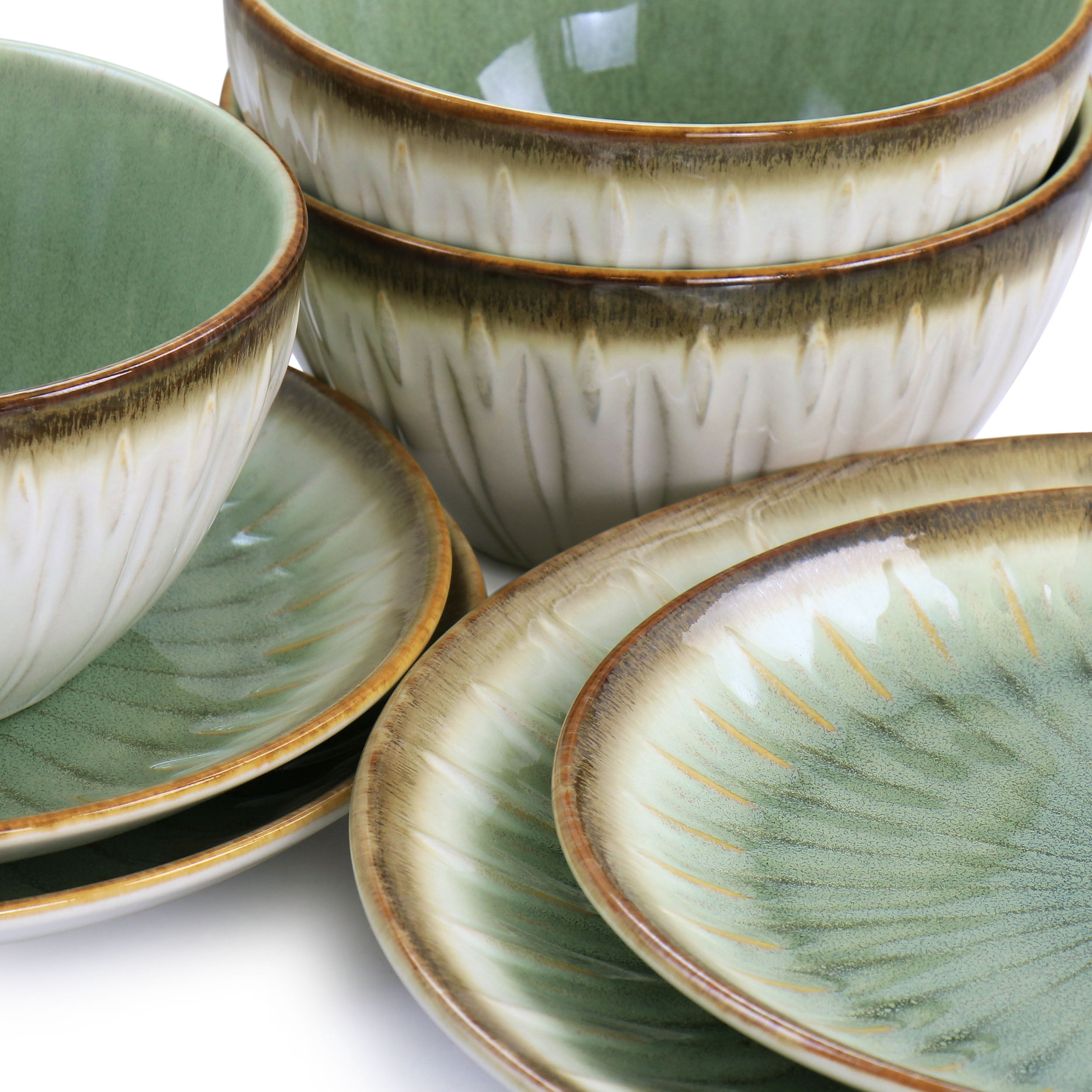 Gibson Elite Mayfair Bay 12 Piece Stoneware Dinnerware Set in Green