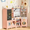 thumbnail image 6 of TLSUNNY Kids Wooden Play Kitchen Set, with Interactive Chalk Board, Realistic Light and Sound, Range Hood, Faucet & Accessories, Pretend Play Kitchen Set for Gifts, 6 of 10