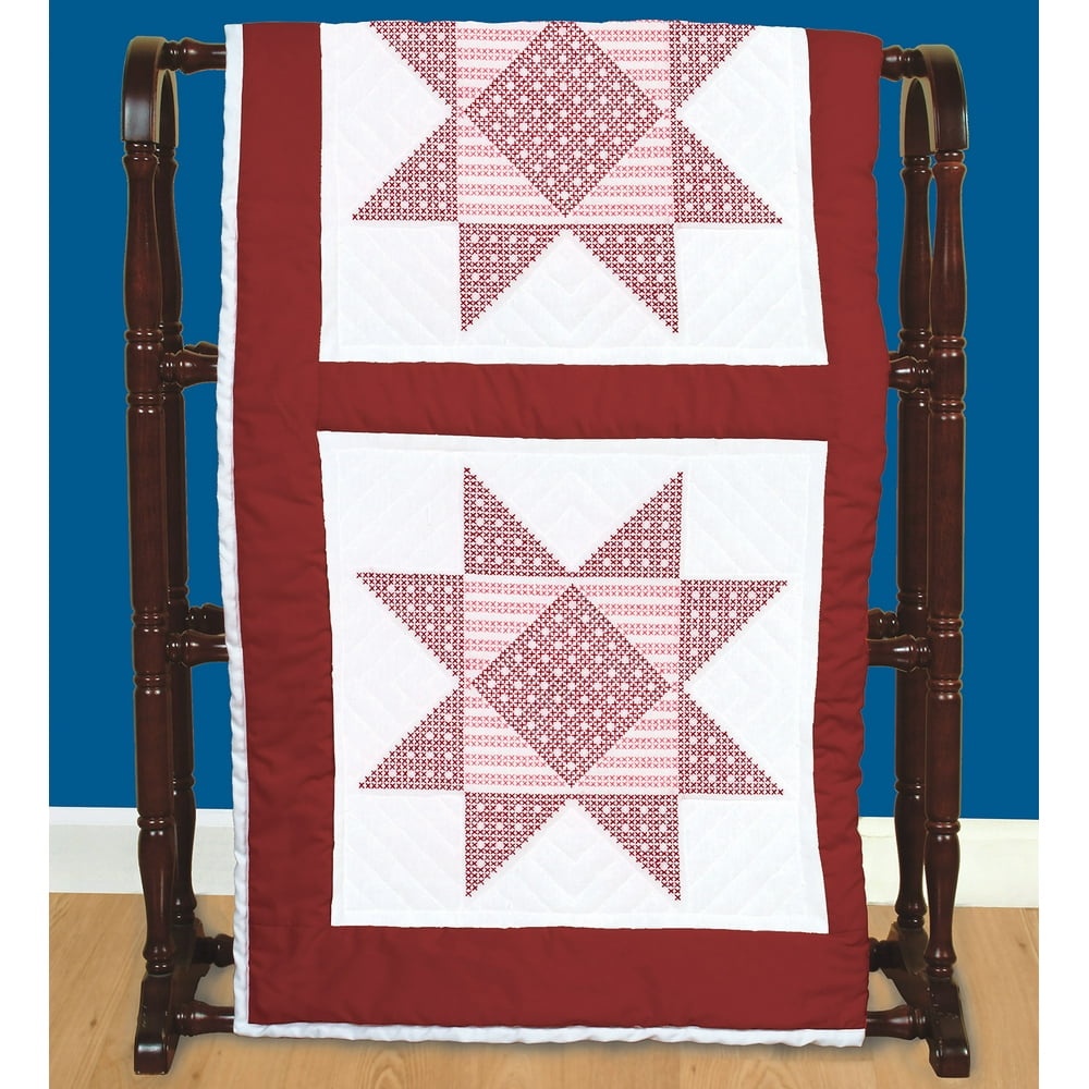 Jack Dempsey Stamped White Quilt Blocks 18"X18" 6/PkgXX Gingham Star