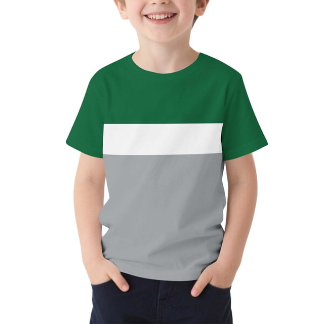 T-Shirt pour Enfants, Manches Courtes à Col Rond avec Motif Imprimé, Haut de Sport Décontracté pour Garçons et Filles 2-13 Ans