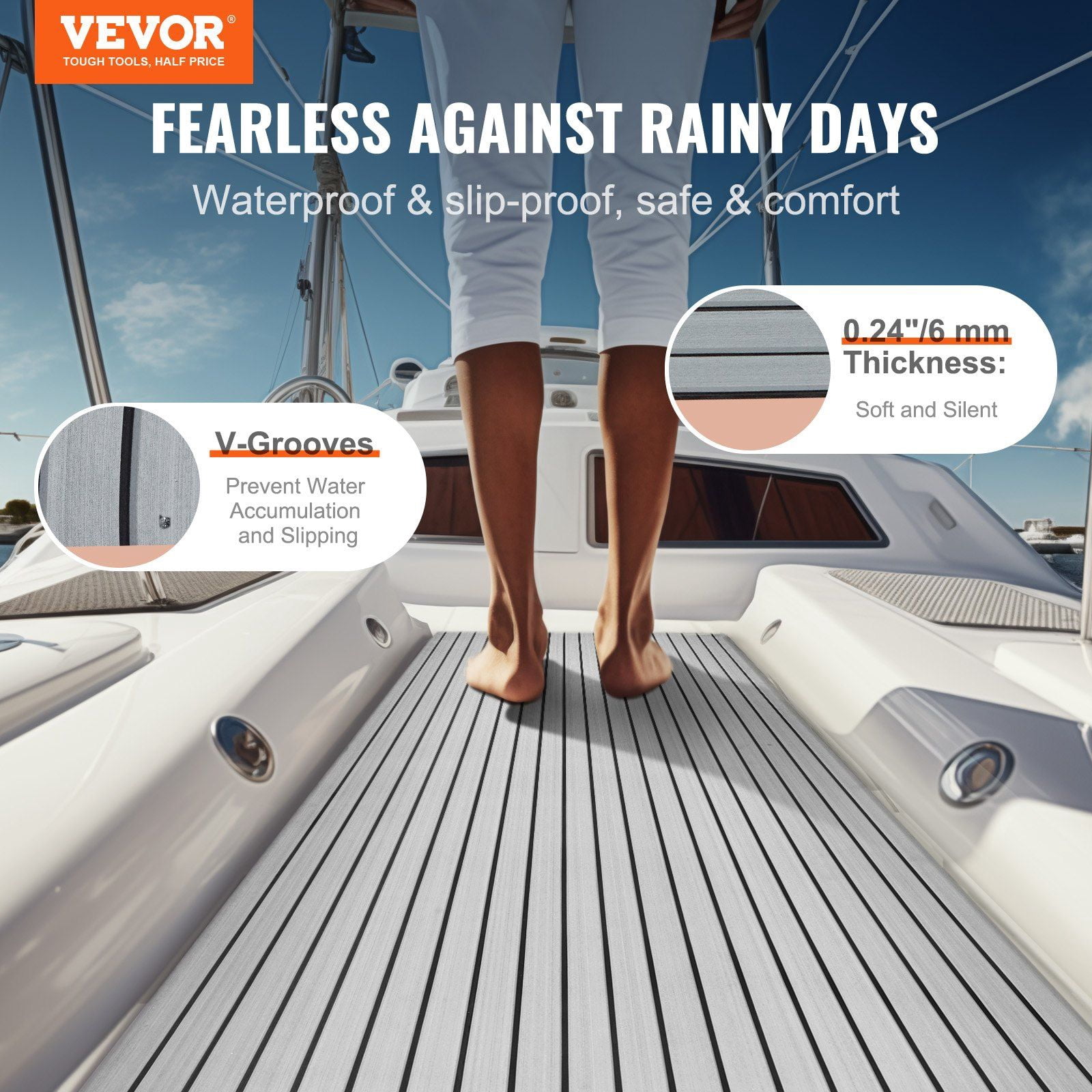 CAFORKP Self-Adhesive Boat Flooring, EVA Foam Non-Slip Decking for Pontoon & Kayak
