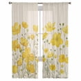 thumbnail image 3 of Yellow Daisy Sheer Curtains 96 Inches Long 2 Panels Set, Window Sheer Curtains for Living Room/Bedroom, Rustic Spring Floral Summer Botanical Light Filtering Rod Pocket Curtain 52'' x 96'' x 2, 3 of 7