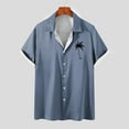 thumbnail image 5 of WREESH Men's Button Down Shirts Comfortable Short Sleeve Turndown Collar with Solid Print, Featuring Men's Tropical Tops Navy, 5 of 5