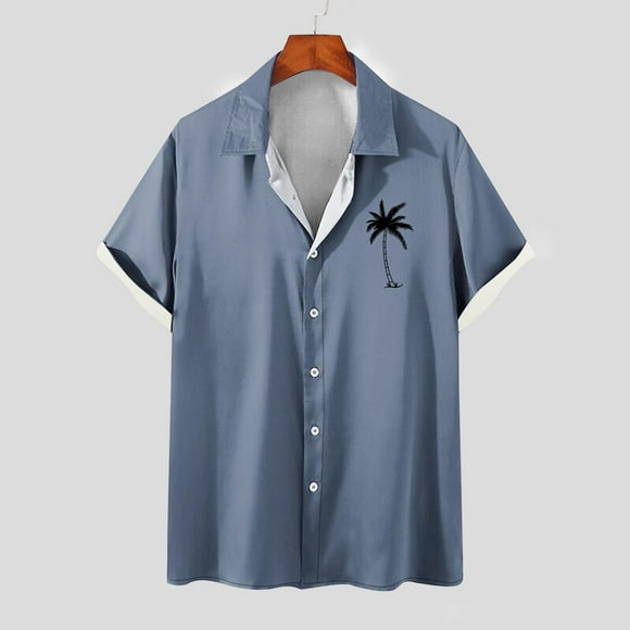 lcziwo Men's Beach Shirts Big and Tall,Hawaiian Shirts for Men Loose Short Sleeve Mens Beach Shirts Resort Casual Shirts 2024 Clearance,Navy S