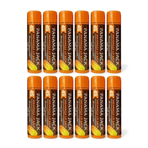 Panama Jack SPF 45 Lip Balm - Broad Spectrum UVA-UVB Sunscreen Protection, Prevents & Soothes Dry, Chapped Lips (Pack of 12, Dreamsicle)