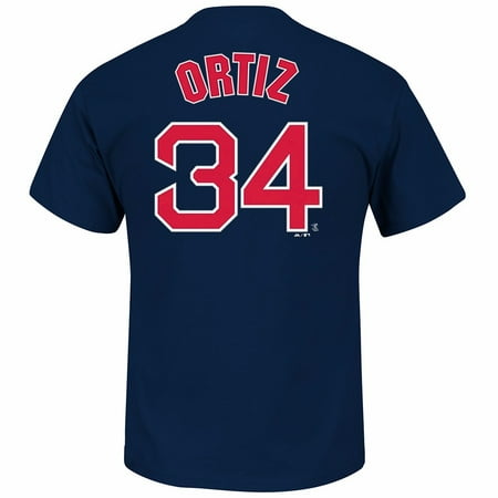 Blue Majestic Baseball Jersey David Ortiz Boston Red Sox MLB Majestic Men's Navy Blue Name & Number Player Jersey T-Shirt ()