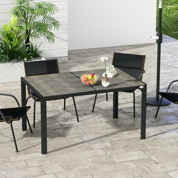 Outsunny 55." Aluminum Water Resistant Outdoor Dining Table, Gray
