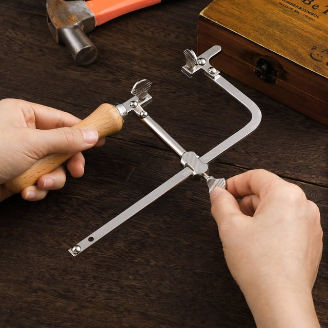 TABLZONE 1Set Wooden Hand Tool Adjustable Bowsaw with Steel Blade for Jewelry Making Metal Cutting