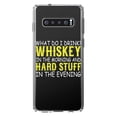 thumbnail image 1 of DistinctInk Clear Shockproof Hybrid Case for Samsung Galaxy S10 (6.1" Screen) - TPU Bumper Acrylic Back Tempered Glass Screen Protector - Whiskey in the Morning, Hard Stuff Evening, 1 of 2