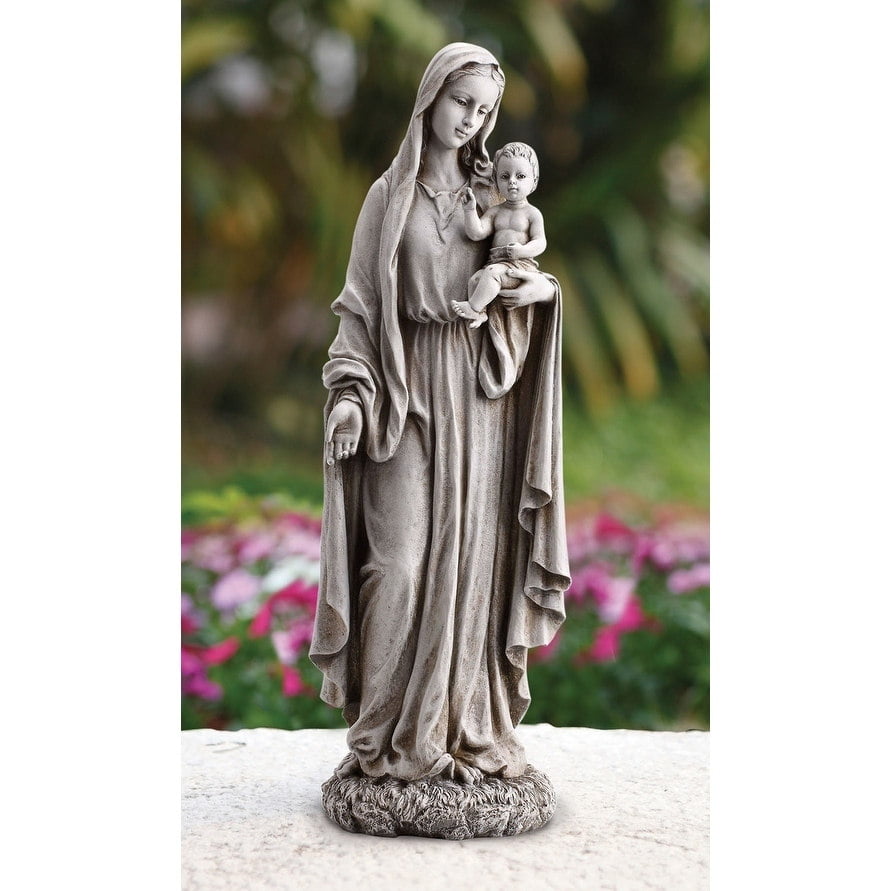 CB Catholic WC788 23 in. Our Lady of Grace & Baby Jesus Garden Statue