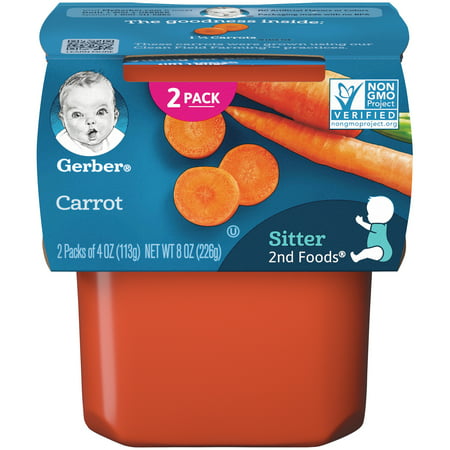Gerber 2nd Foods Carrot Baby Food, 4 oz. Tubs, 2 Count (Pack of (Best Nutrition Food For 2 Year Baby)