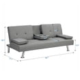 thumbnail image 5 of CARZZI LIFE Convertible Folding Futon Sofa Bed with Metal Legs & 2 Cupholders, Modern New Upholstered Couch Loveseat Sleeper, Folding Couches Bed, Removable Armrests for Small Spaces (Grey), 5 of 10