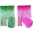 thumbnail image 4 of Bearachild 6 piezas brillo fiesta telón de fondo metálico oropel cortina cumpleaños boda Baby Shower Fondo Favor suministros Kits de decoración para fiestas Verde Bearachild HA082648-05, 4 of 6