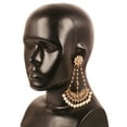 thumbnail image 4 of Sunsoul by Touchstone "Contemporary Kundan Collection" Indian Bollywood Royal Mughal Beautiful Long Chaanbaali Kundan Look Faux Pearls Designer Jewelry Earrings In Gold Tone For Women., 4 of 4